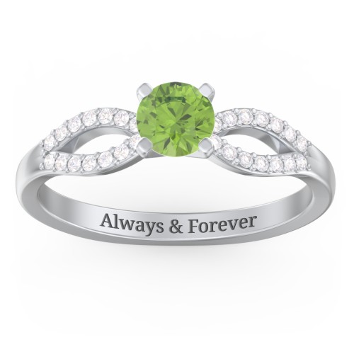 1/2 ct. Round Gemstone Split Engagement Ring with Accents