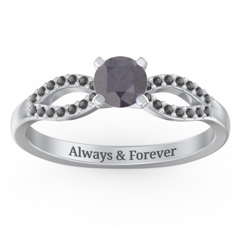 1/2 ct. Round Gemstone Split Engagement Ring with Accents
