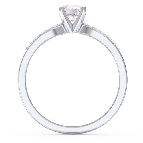1/2 ct. Round Gemstone Split Engagement Ring with Accents – Sterling Silver with Lab Diamond