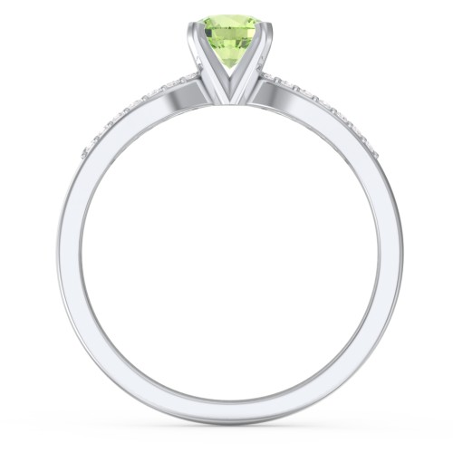 1/2 ct. Round Gemstone Split Engagement Ring with Accents – Sterling Silver with Peridot and White Premium Zirconia