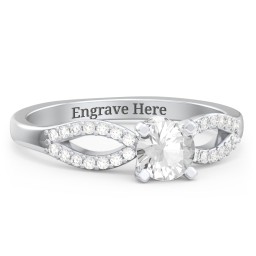 1/2 ct. Round Gemstone Split Peek-A-Boo Engagement Ring with Accents