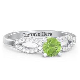 1/2 ct. Round Gemstone Split Peek-A-Boo Engagement Ring with Accents in 925 Sterling Silver with Peridot and White Premium Zirconia