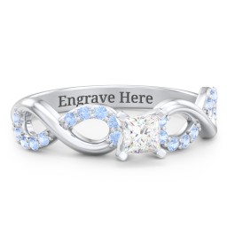 1/4 ct. Princess Gemstone Infinity Engagement Ring with Accent Stones