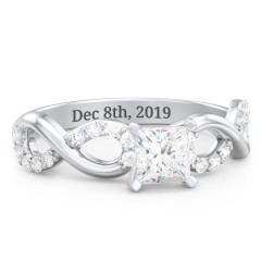 1/2 ct. Princess Gemstone Infinity Engagement Ring with Accent Stones – Sterling Silver with White Premium Zirconia
