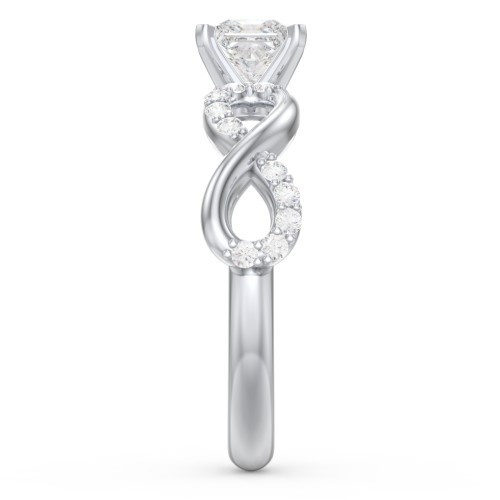 1/2 ct. Princess Gemstone Infinity Engagement Ring with Accent Stones – Sterling Silver with White Premium Zirconia