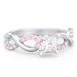 1/2 ct. Princess Gemstone Infinity Peek-A-Boo Engagement Ring with Accent Stones