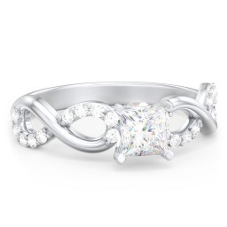 1/2 ct. Princess Gemstone Infinity Peek-A-Boo Engagement Ring with Accent Stones