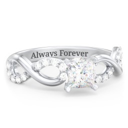 1/2 ct. Princess Gemstone Infinity Peek-A-Boo Engagement Ring with Accent Stones in 925 Sterling Silver with White Premium Zirconia and Cubic Zirconia