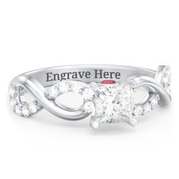 1/2 ct. Princess Gemstone Infinity Peek-A-Boo Engagement Ring with Accent Stones