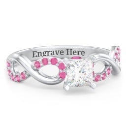 1/2 ct. Princess Gemstone Infinity Peek-A-Boo Engagement Ring with Accent Stones