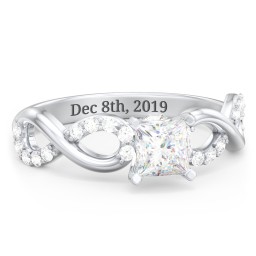 1/2 ct. Princess Gemstone Infinity Peek-A-Boo Engagement Ring with Accent Stones