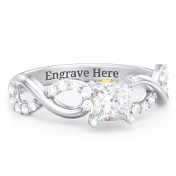 1/2 ct. Princess Gemstone Infinity Peek-A-Boo Engagement Ring with Accent Stones in 925 Sterling Silver with White Premium Zirconia and Citrine