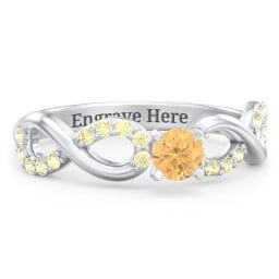 1/4 ct. Round Gemstone Infinity Engagement Ring with Accent Stones