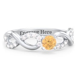 1/4 ct. Round Gemstone Infinity Engagement Ring with Accent Stones