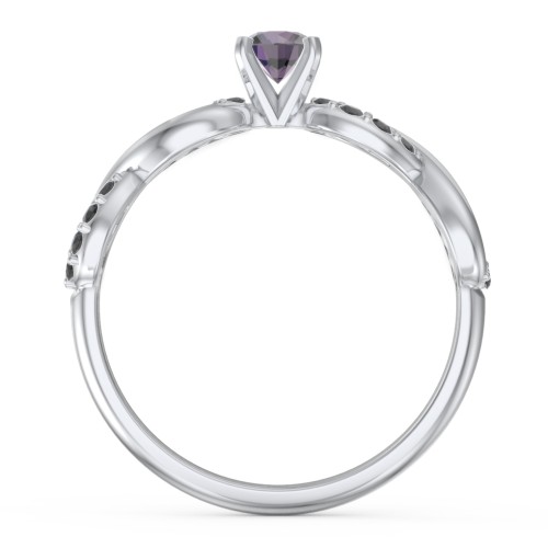 1/4 ct. Round Gemstone Infinity Engagement Ring with Accent Stones – Sterling Silver with Alexandrite and Black Premium Zirconia