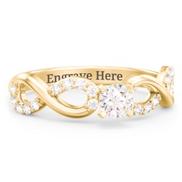 1/4 ct. Round Gemstone Infinity Engagement Ring with Accent Stones in 9K Solid Yellow Gold with White Sapphire and White Premium Zirconia