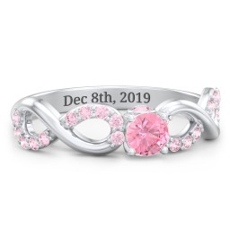1/4 ct. Round Gemstone Infinity Peek-A-Boo Engagement Ring with Accent Stones in 925 Sterling Silver with Pink Tourmaline and Fancy Pink Premium Zirconia