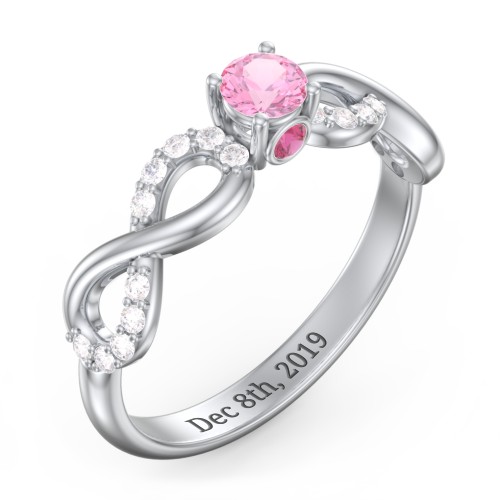 1/4 ct. Round Gemstone Infinity Peek-A-Boo Engagement Ring with Accent Stones