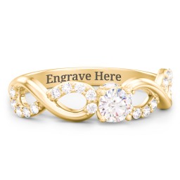 1/4 ct. Round Gemstone Infinity Peek-A-Boo Engagement Ring with Accent Stones in 9K Solid Yellow Gold with White Sapphire, White Premium Zirconia, and Cubic Zirconia