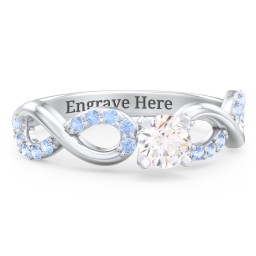 1/3 ct. Round Gemstone Infinity Engagement Ring with Accent Stones