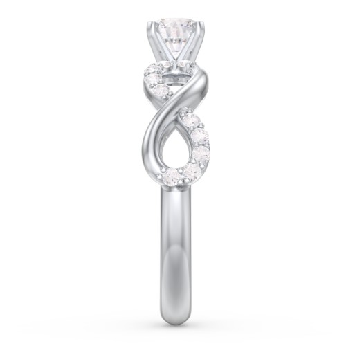 1/3 ct. Round Gemstone Infinity Engagement Ring with Accent Stones – Sterling Silver with White Premium Zirconia