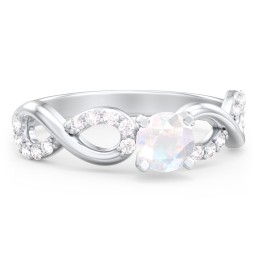 1/2 ct. Round Gemstone Infinity Engagement Ring with Accent Stones