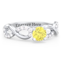 1/2 ct. Round Gemstone Infinity Engagement Ring with Accent Stones