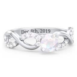 1/2 ct. Round Gemstone Infinity Engagement Ring with Accent Stones