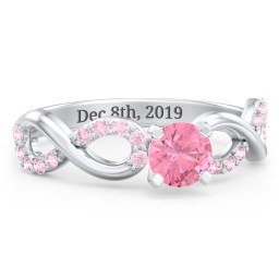 1/2 ct. Round Gemstone Infinity Engagement Ring with Accent Stones in 925 Sterling Silver with Pink Tourmaline and Fancy Pink Premium Zirconia