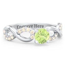 1/2 ct. Round Gemstone Infinity Engagement Ring with Accent Stones in 925 Sterling Silver with Peridot and Fancy Yellow Premium Zirconia