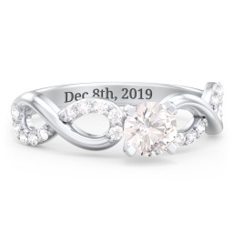 1/2 ct. Round Gemstone Infinity Engagement Ring with Accent Stones in 925 Sterling Silver with White Premium Zirconia