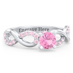 1/2 ct. Round Gemstone Infinity Peek-A-Boo Engagement Ring with Accent Stones