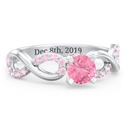 1/2 ct. Round Gemstone Infinity Peek-A-Boo Engagement Ring with Accent Stones in 925 Sterling Silver with Pink Tourmaline and Fancy Pink Premium Zirconia
