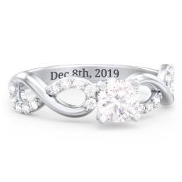 1/2 ct. Round Gemstone Infinity Peek-A-Boo Engagement Ring with Accent Stones in 925 Sterling Silver with Lab Diamond and Diamond