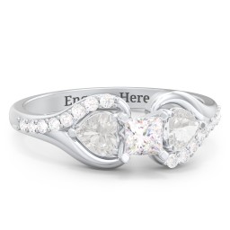 1/4 ct. Princess Gemstone Engagement Ring with Heart Stones & Accents Stones