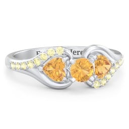 1/4 ct. Round Gemstone Engagement Ring with Heart Stones & Accents Stones