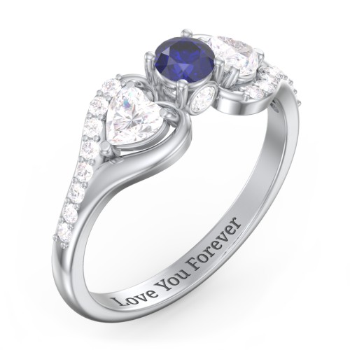 1/4 ct. Round Gemstone Peek-A-Boo Engagement Ring with Heart Stones & Accents Stones