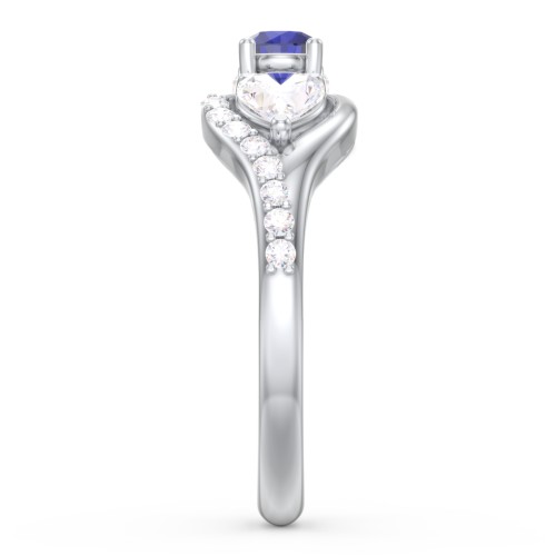 1/4 ct. Round Gemstone Peek-A-Boo Engagement Ring with Heart Stones & Accents Stones