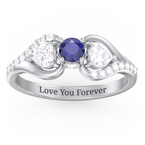 1/4 ct. Round Gemstone Peek-A-Boo Engagement Ring with Heart Stones & Accents Stones