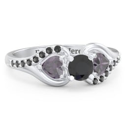 1/3 ct. Round Gemstone Engagement Ring with Heart Stones & Accents Stones