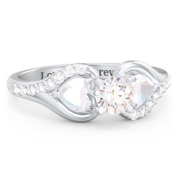 1/3 ct. Round Gemstone Engagement Ring with Heart Stones & Accents Stones