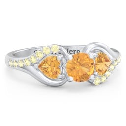 1/2 ct. Round Gemstone Engagement Ring with Heart Stones & Accents Stones