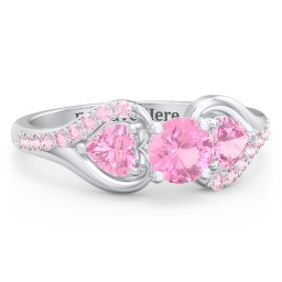 1/2 ct. Round Gemstone Engagement Ring with Heart Stones & Accents Stones