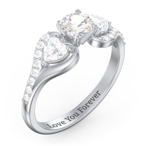 1/2 ct. Round Gemstone Engagement Ring with Heart Stones & Accents Stones