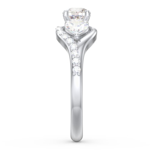 1/2 ct. Round Gemstone Engagement Ring with Heart Stones & Accents Stones