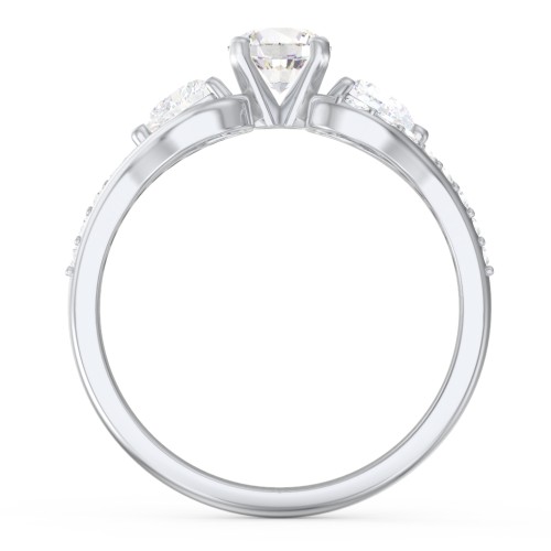 1/2 ct. Round Gemstone Engagement Ring with Heart Stones & Accents Stones