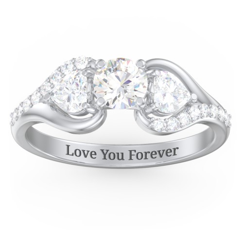 1/2 ct. Round Gemstone Engagement Ring with Heart Stones & Accents Stones