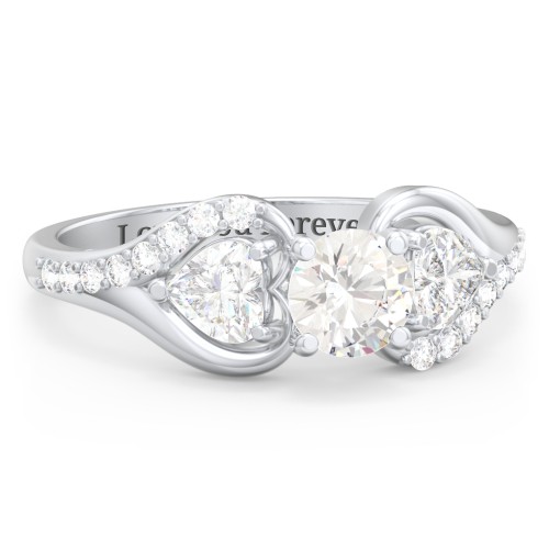 1/2 ct. Round Gemstone Engagement Ring with Heart Stones & Accents Stones