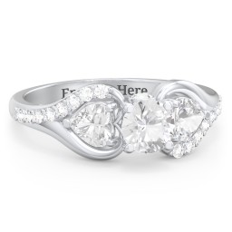 1/2 ct. Round Gemstone Peek-A-Boo Engagement Ring with Heart Stones & Accents Stones