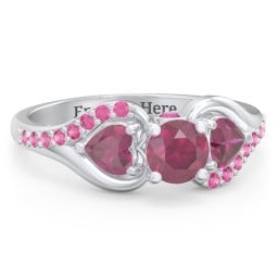 1/2 ct. Round Gemstone Peek-A-Boo Engagement Ring with Heart Stones & Accents Stones